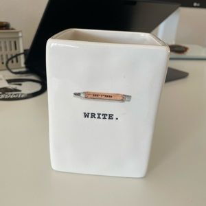 rae dunn square pen pencil holder